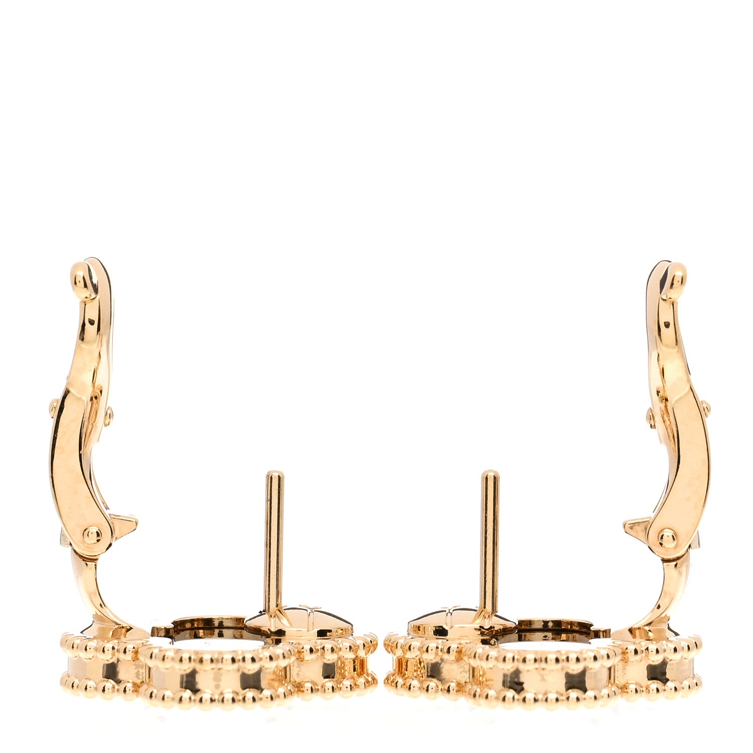 Van Cleef & Arpels 18k Yellow Gold Black Onyx Vintage Alhambra Earrings 3 of 4