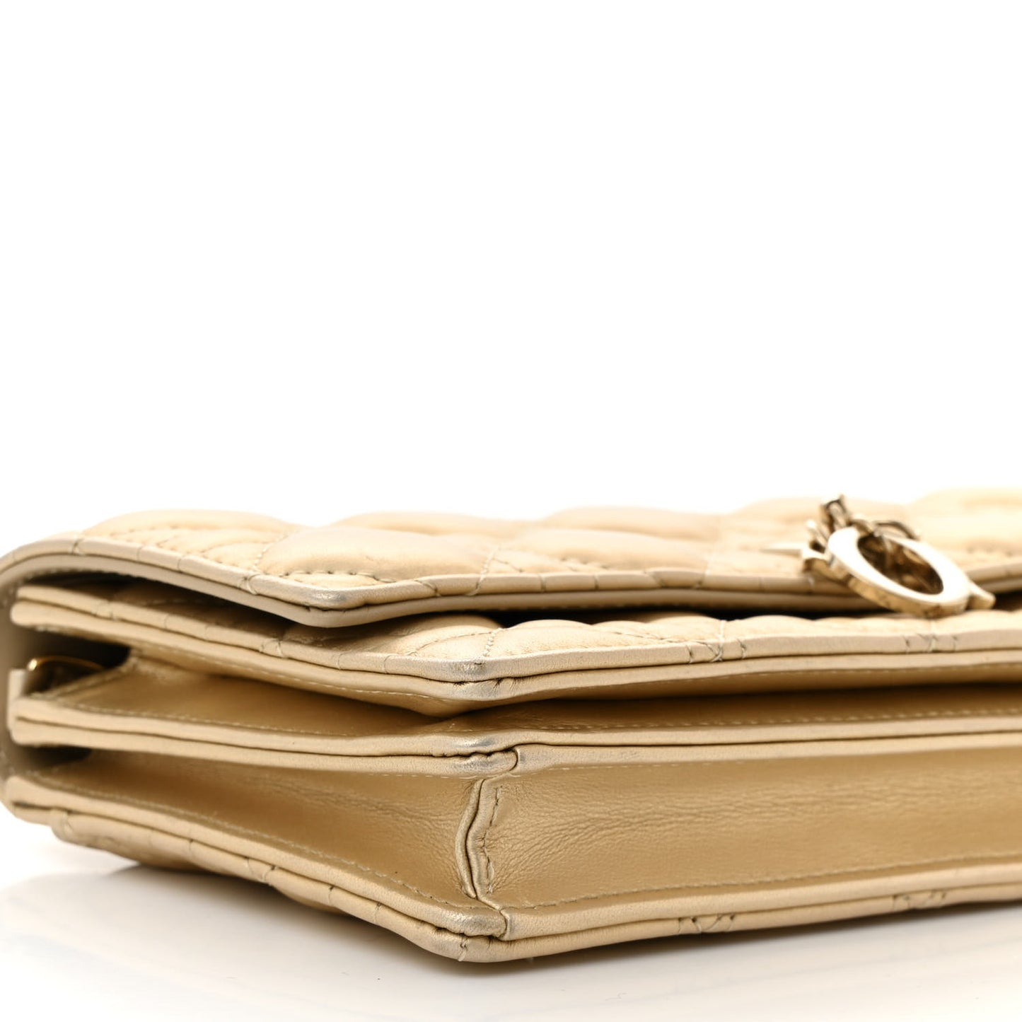 Iridescent Metallic Lambskin Cannage Mini My Dior Top Handle Clutch Gold
