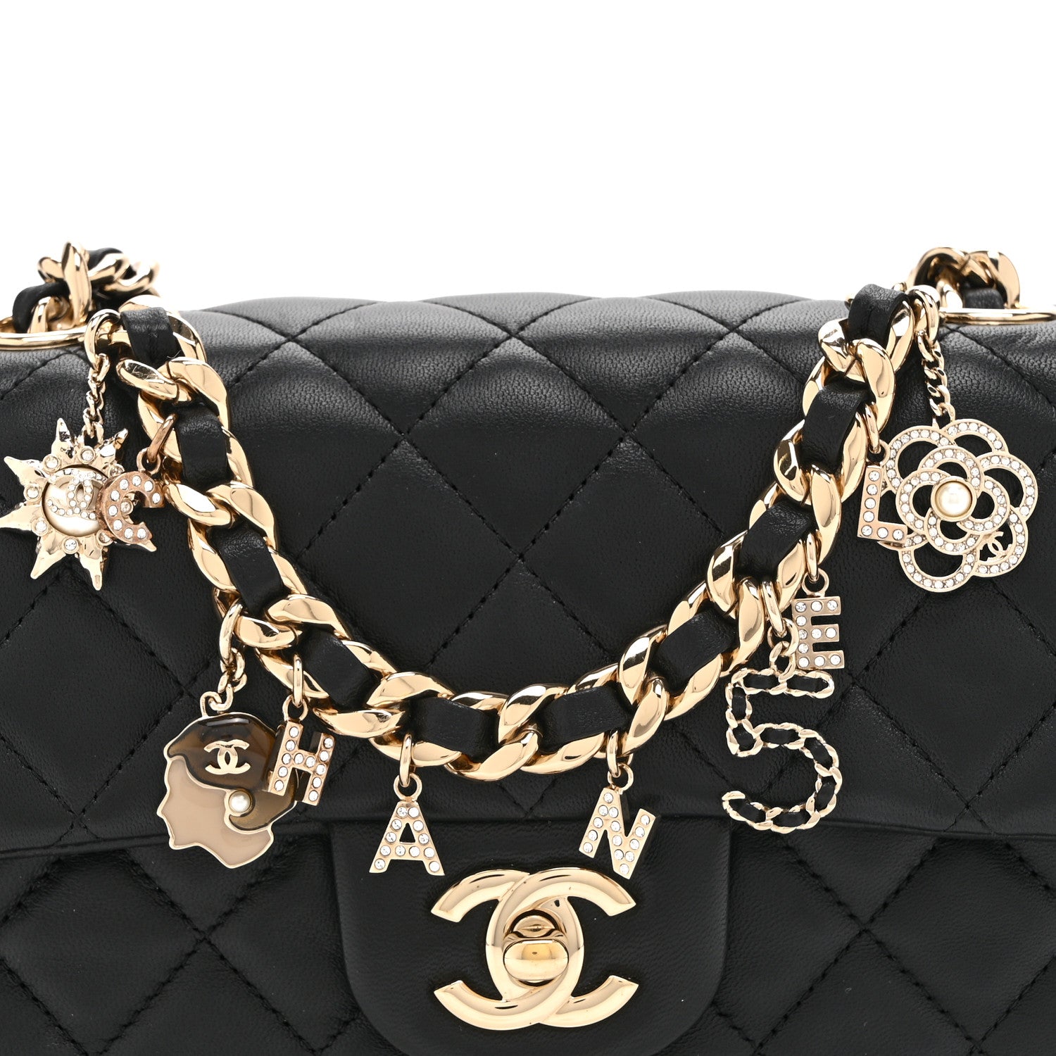 Chanel Lambskin Quilted Mini Coco Charms Rectangular Flap Black 8 of 10