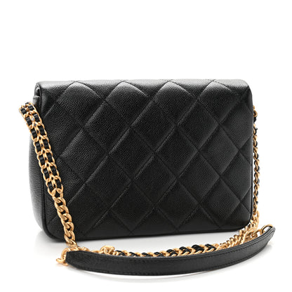 Chanel Shiny Caviar Quilted Small Chain Melody Flap Black 3 of 11