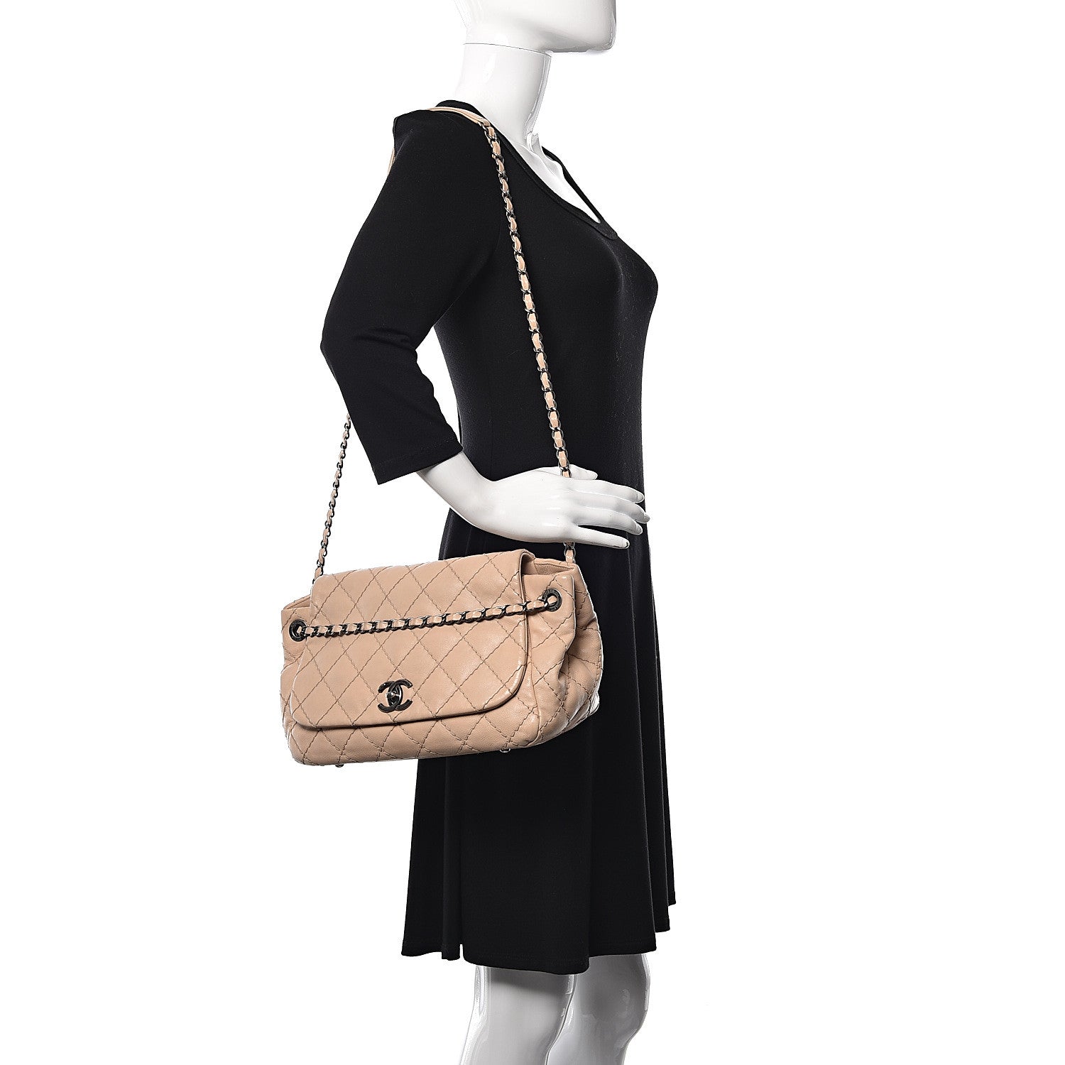 Chanel Calfskin Stitch It Accordion Flap Beige 2 of 14