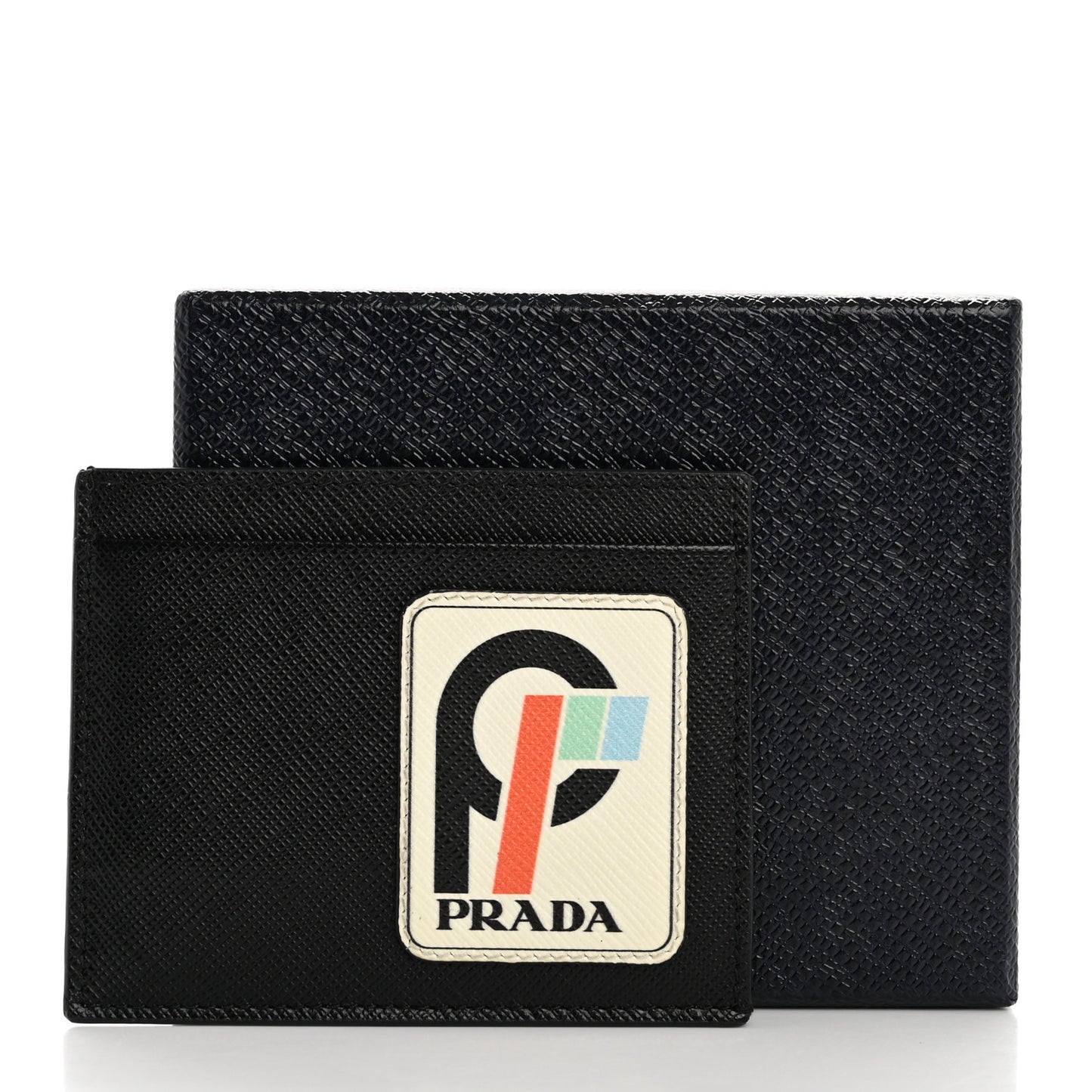 Saffiano Racing Logo Patch Card Holder Black