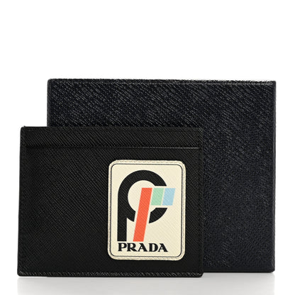 Prada Saffiano Racing Logo Patch Card Holder Black 12 of 12