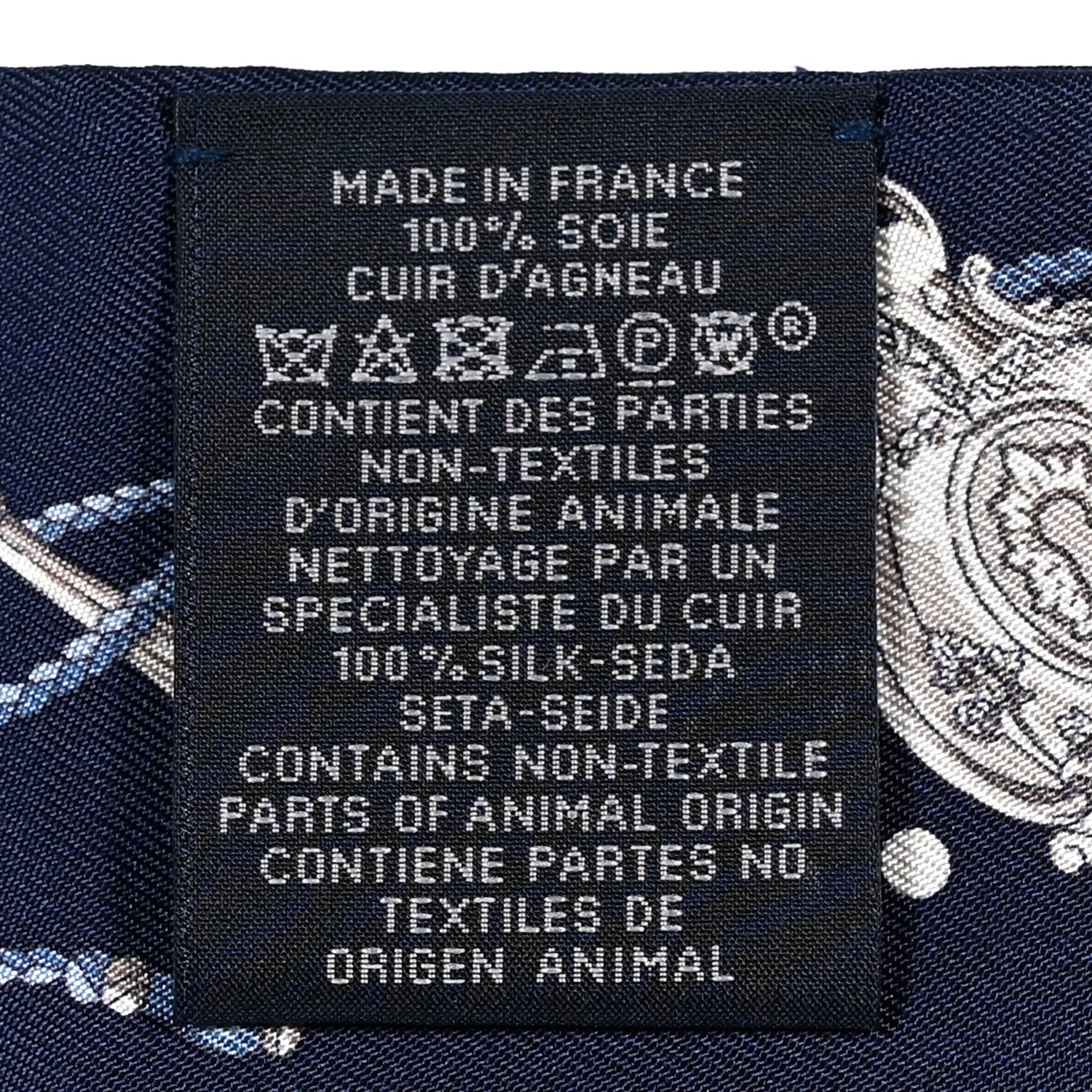Hermes Silk Metallic Agneau Les Cles A Pois Fringed Twilly Bleu Marine Gris Argent Multicolor 3 of 4