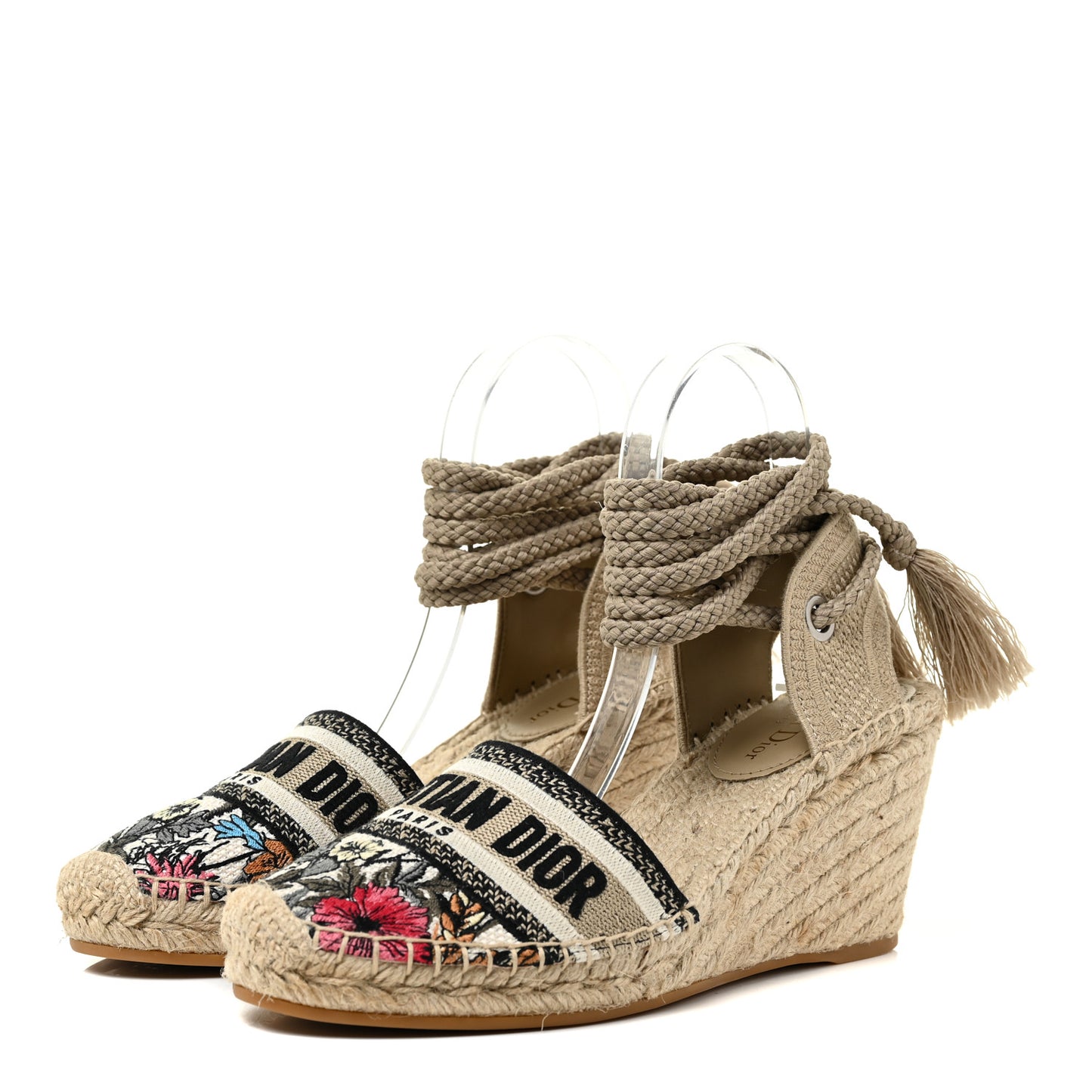 Canvas Mille Fleurs Embroidered Granville Ankle Tie Espadrille 65mm Wedges 40 Multicolor