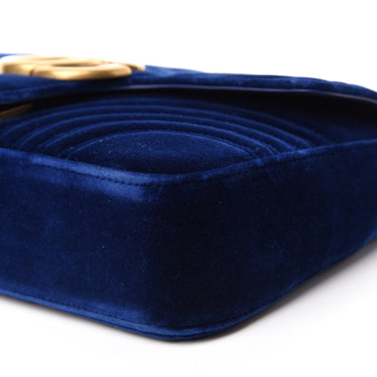 Gucci Velvet Matelasse Medium GG Marmont Shoulder Bag Cobalt Blue 8 of 11