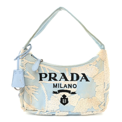 Prada Nylon Embroidered Drill Mini Re-Edition 2000 Bag Sky Blue White 1 of 11