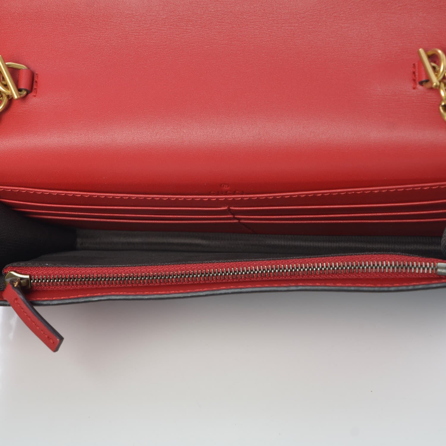 Gucci Calfskin Queen Margaret Chain Wallet Blue Agata Hibiscus Red Mystic White 5 of 6