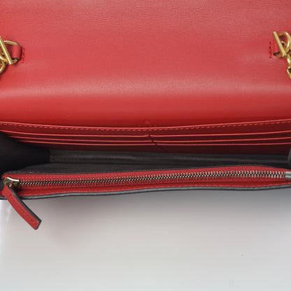 Gucci Calfskin Queen Margaret Chain Wallet Blue Agata Hibiscus Red Mystic White 5 of 6
