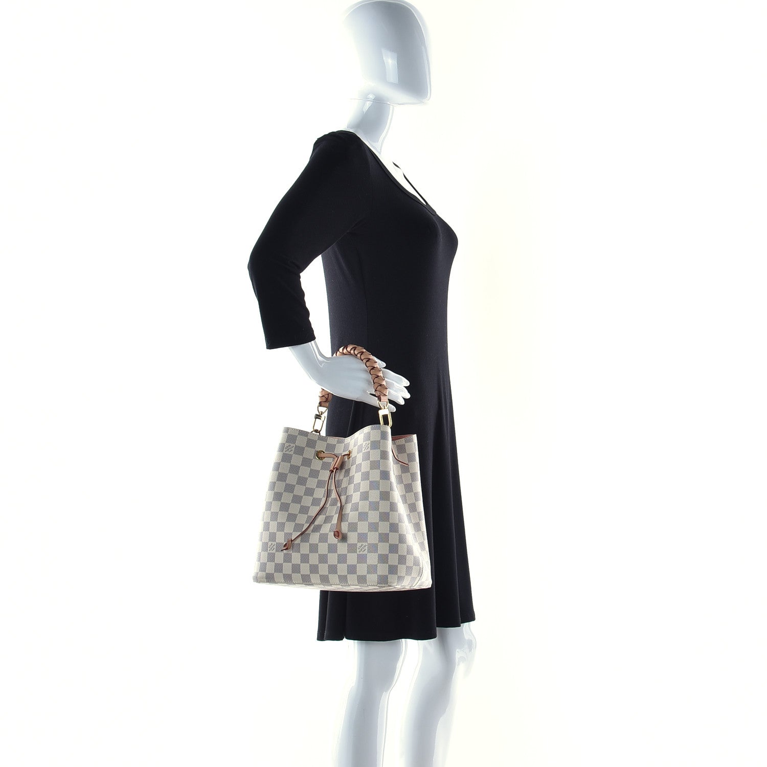 Louis Vuitton Damier Azur Braided Neonoe MM Peach Cream 3 of 19