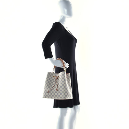 Louis Vuitton Damier Azur Braided Neonoe MM Peach Cream 3 of 19