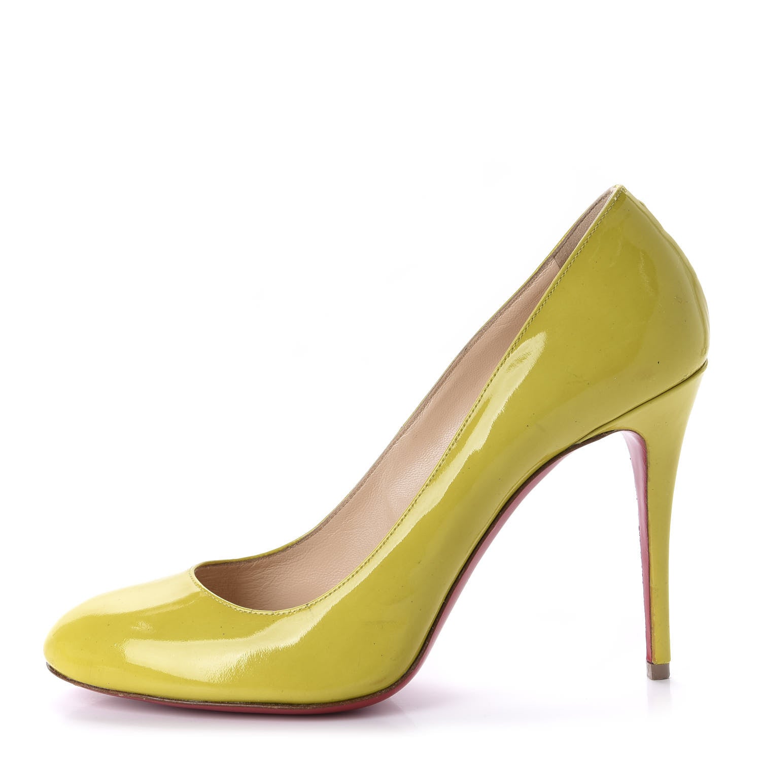 Christian Louboutin Patent Fifi 100 Pumps 38 Lemon 1 of 6