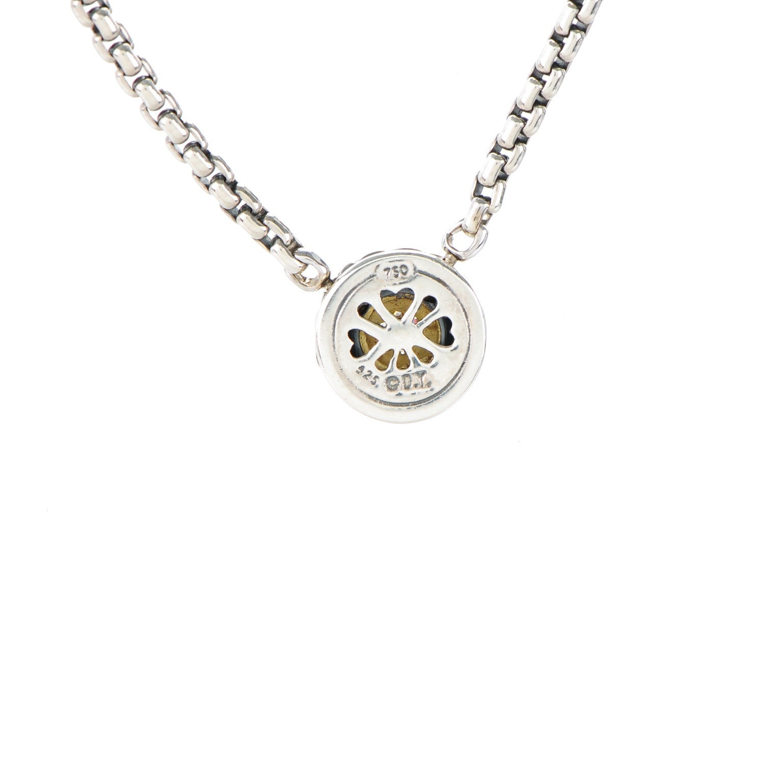 David Yurman Sterling Silver 18K Yellow Gold Diamond 12mm Pave Cookie Necklace 4 of 5