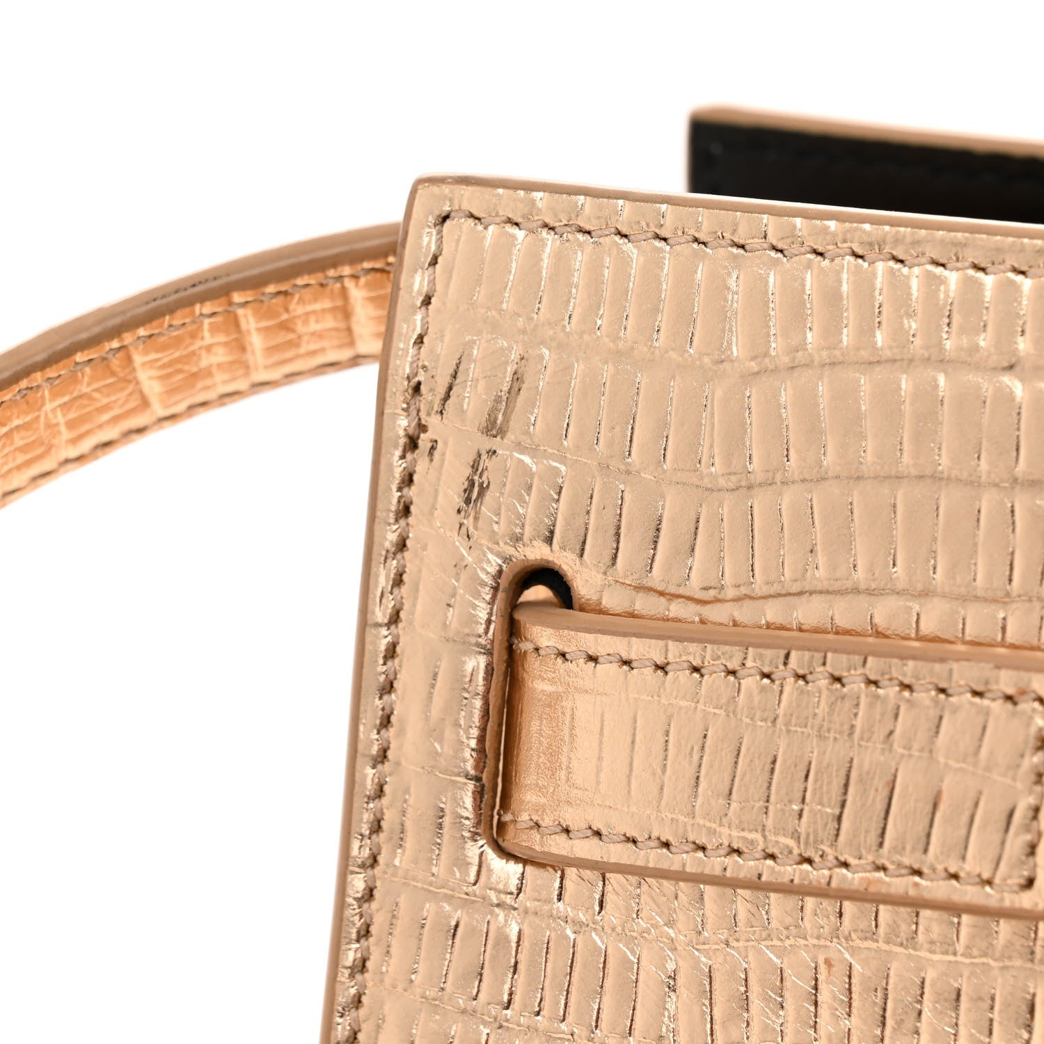 Saint Laurent Metallic Calfskin Lizard Embossed Nano Sac De Jour Gold 15 of 16