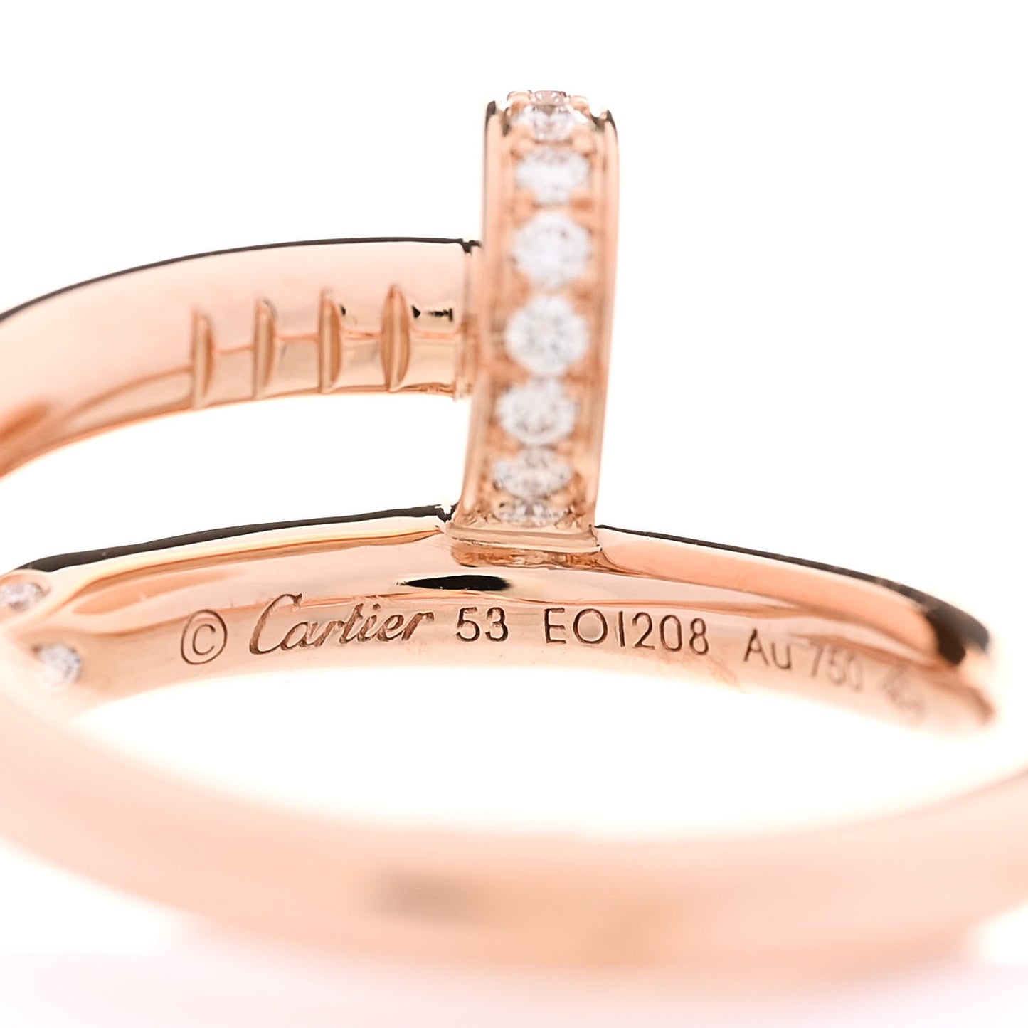 18K Pink Gold Diamond Juste Un Clou Ring 53 6.25