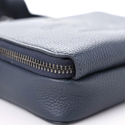 Christian Dior Grained Calfskin Double Zip Crossbody Pouch Blue 3 of 20