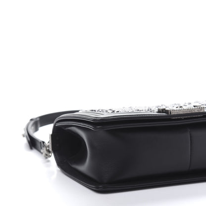 Chanel Tweed Calfskin Medium Boy Flap Black White 6 of 11