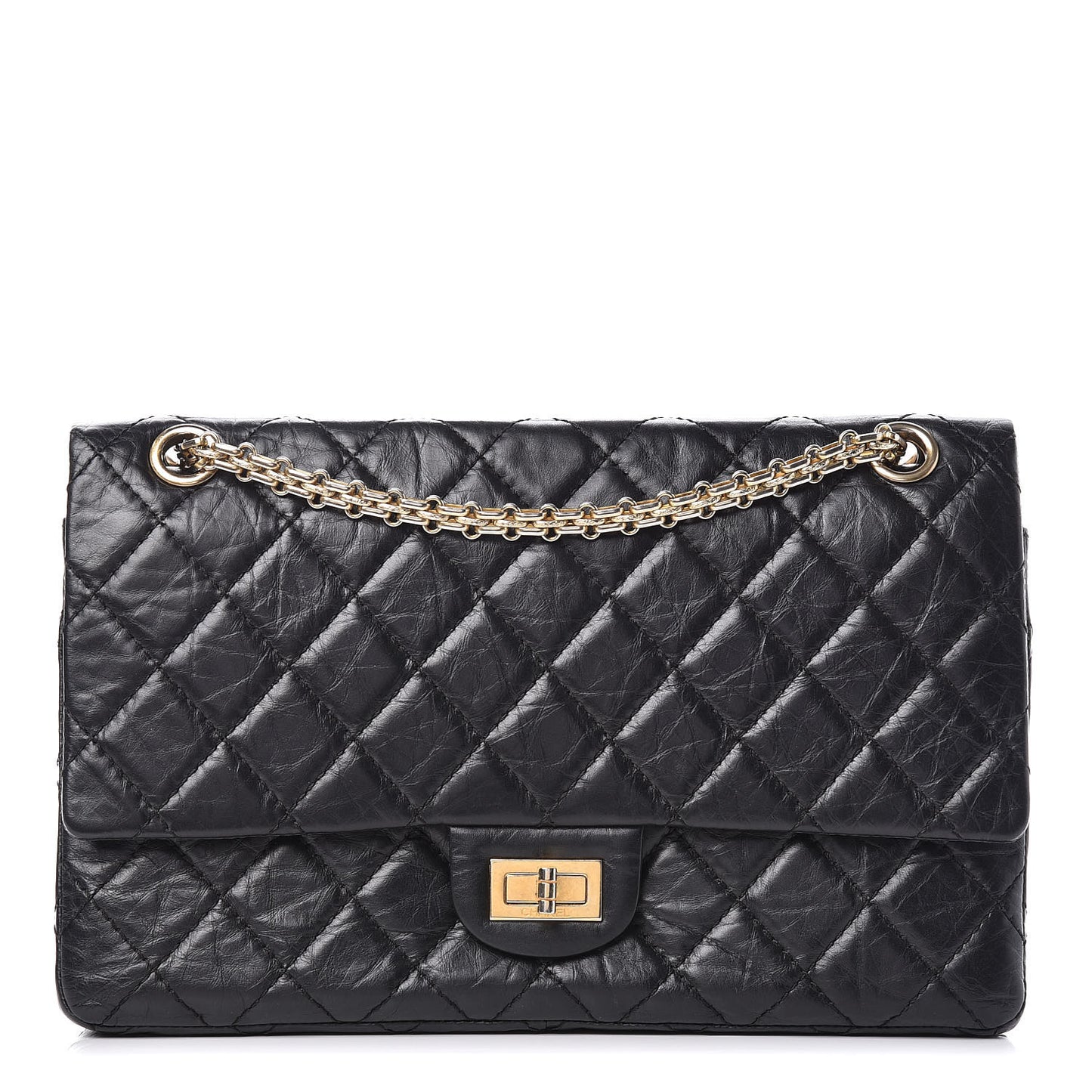 Aged Calfskin Quilted 2.55 Reissue 226 Flap Black