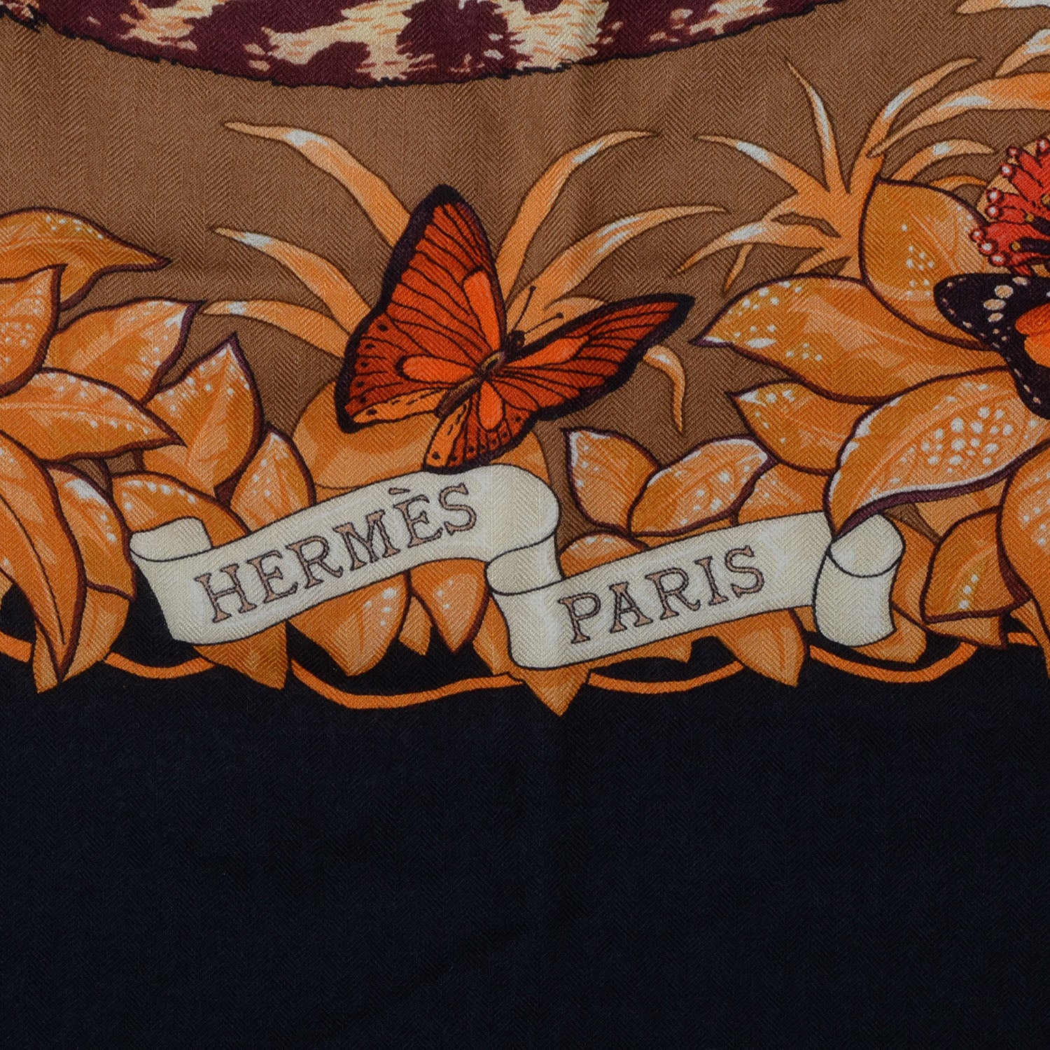 Hermes Cashmere Silk Jungle Love Scarf 140 Black 6 of 15