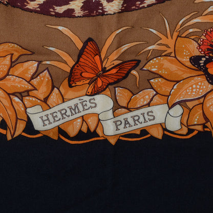 Hermes Cashmere Silk Jungle Love Scarf 140 Black 6 of 15