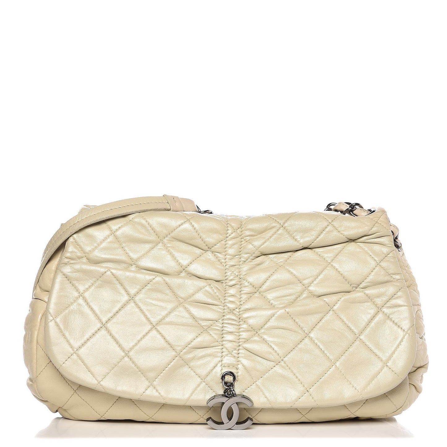 Lambskin Quilted Small Sharpei Flap White