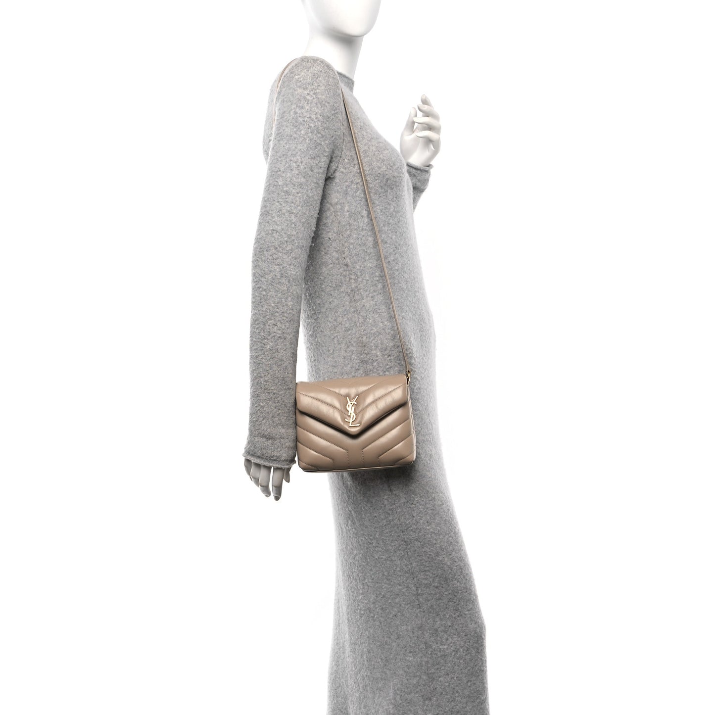 Calfskin Y Quilted Monogram Toy Loulou Crossbody Bag Dark Beige
