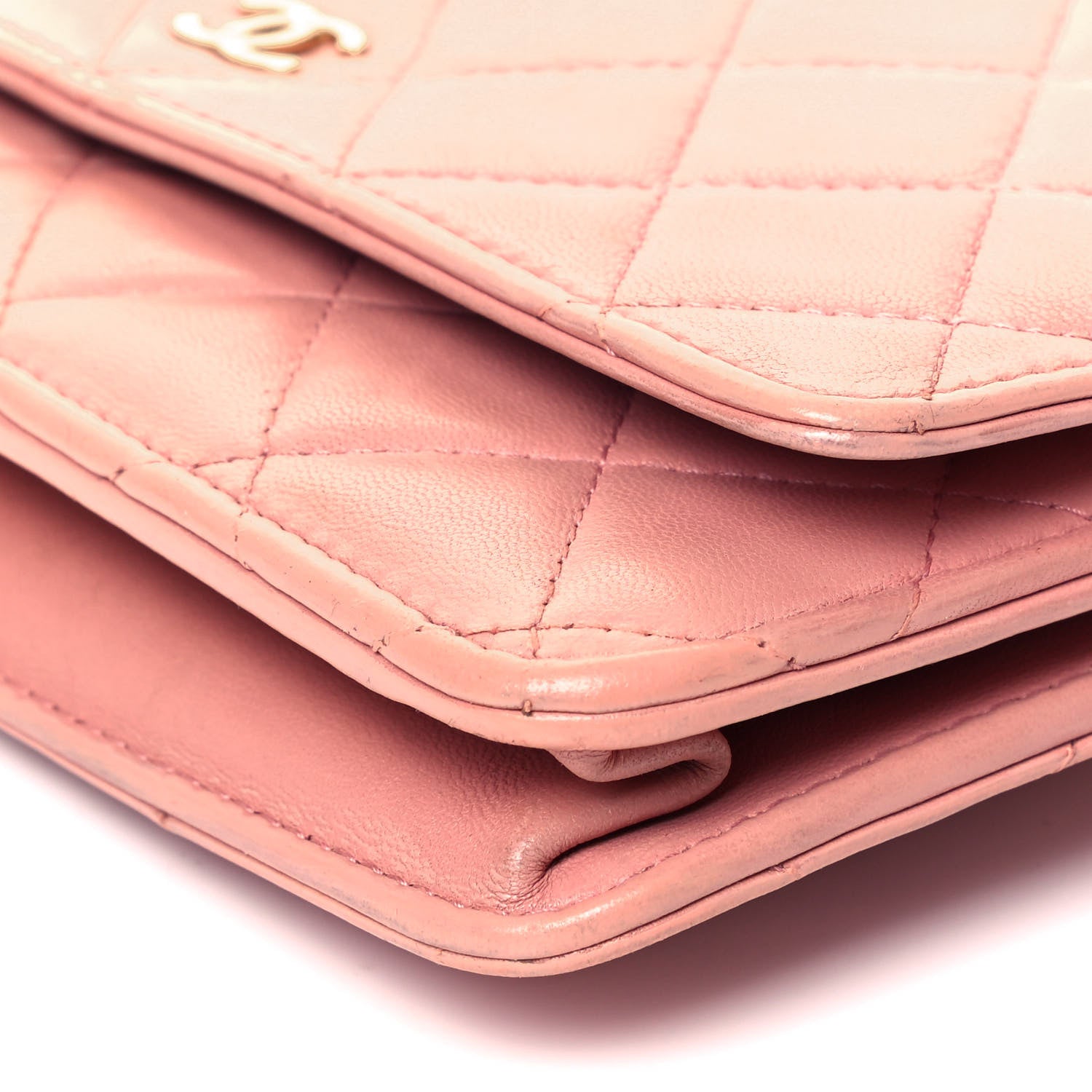 Chanel Lambskin Quilted Wallet On Chain WOC Pink 9 of 9