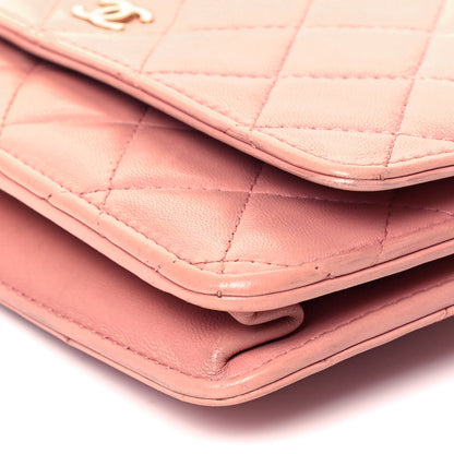 Chanel Lambskin Quilted Wallet On Chain WOC Pink 9 of 9