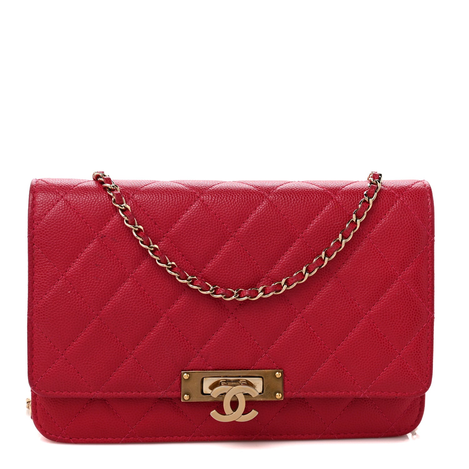 Chanel Caviar Quilted Golden Class Wallet On Chain WOC Fuchsia 1 of 9