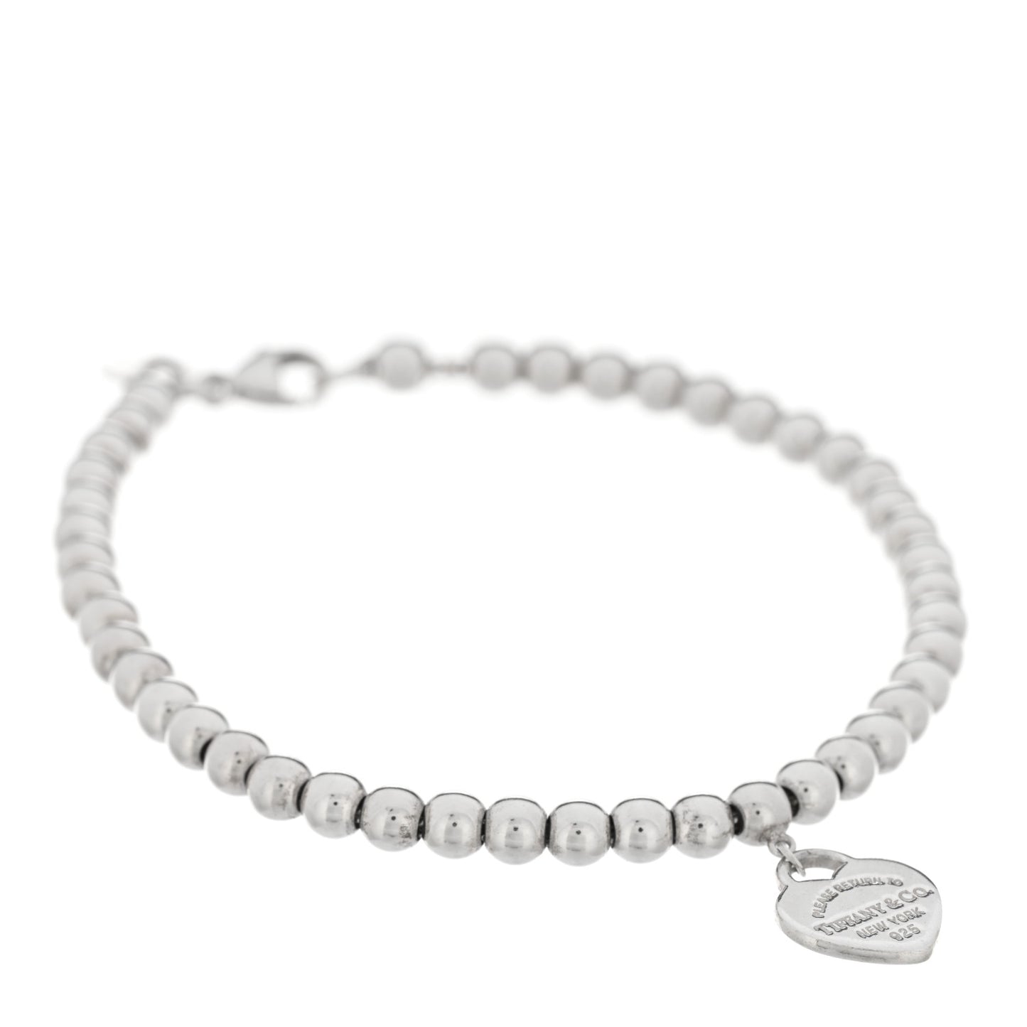 Sterling Silver 4mm Return to Tiffany Heart Tag Bead Bracelet