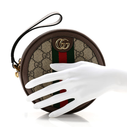 Gucci GG Supreme Monogram Web Ophidia Circle Wristlet Beige New Acero 2 of 8