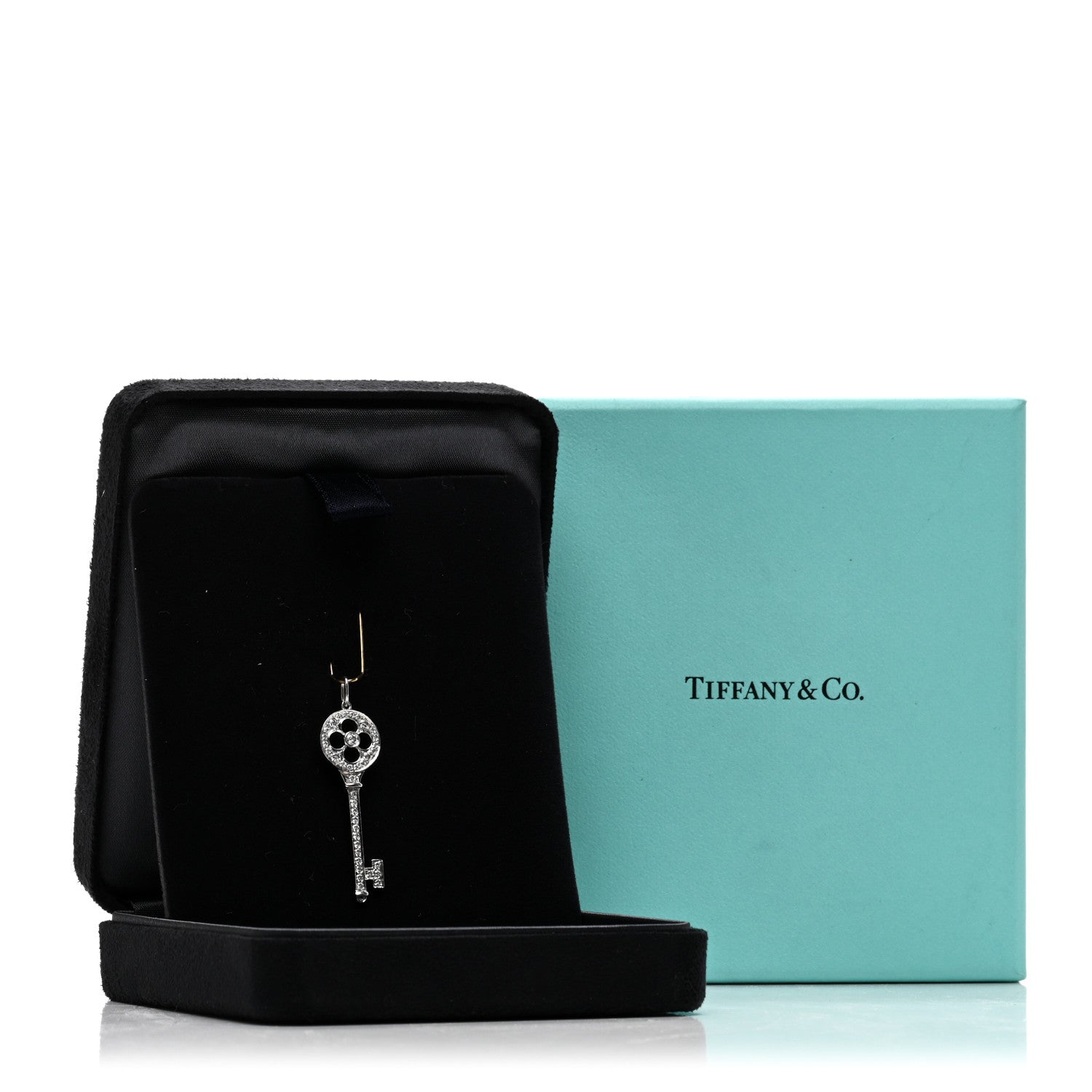 Tiffany Platinum Diamond Quatrefoil Key Pendant 4 of 4