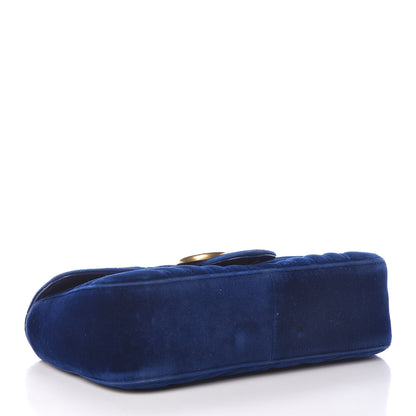 Gucci Velvet Matelasse Small GG Marmont Shoulder Bag Cobalt Blue 4 of 20