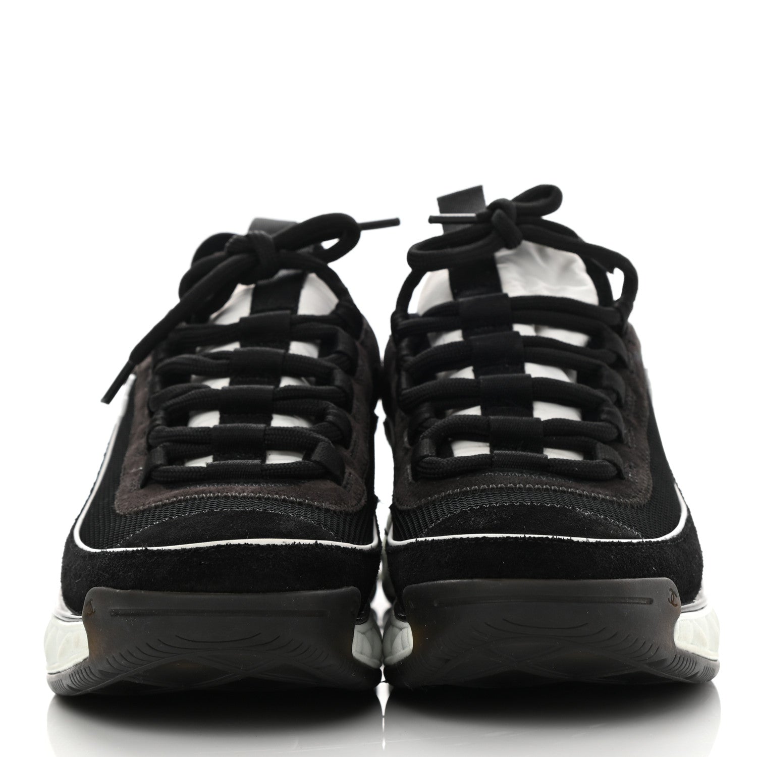Chanel Fabric Suede CC Sneakers 38 Black Dark Grey 2 of 8