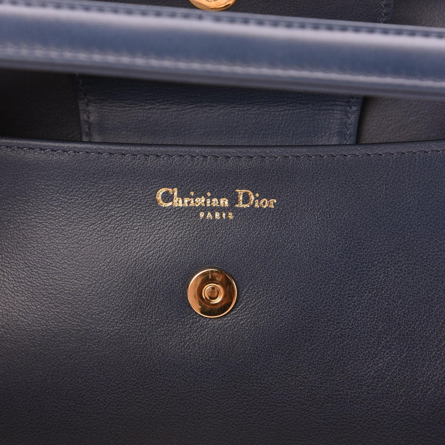Smooth Calfskin Medium Diordouble Chain Bag Indigo Blue