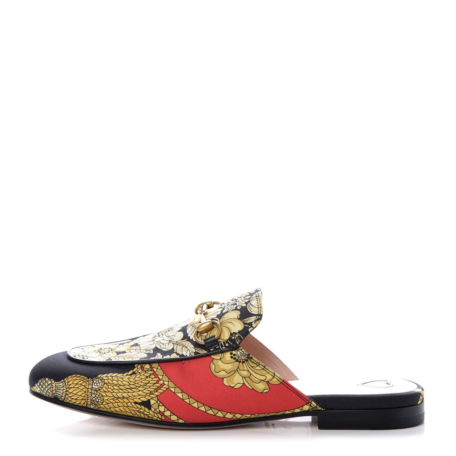 Gucci Twill Flora Womens Princetown Slippers 38 Red Black 1 of 11