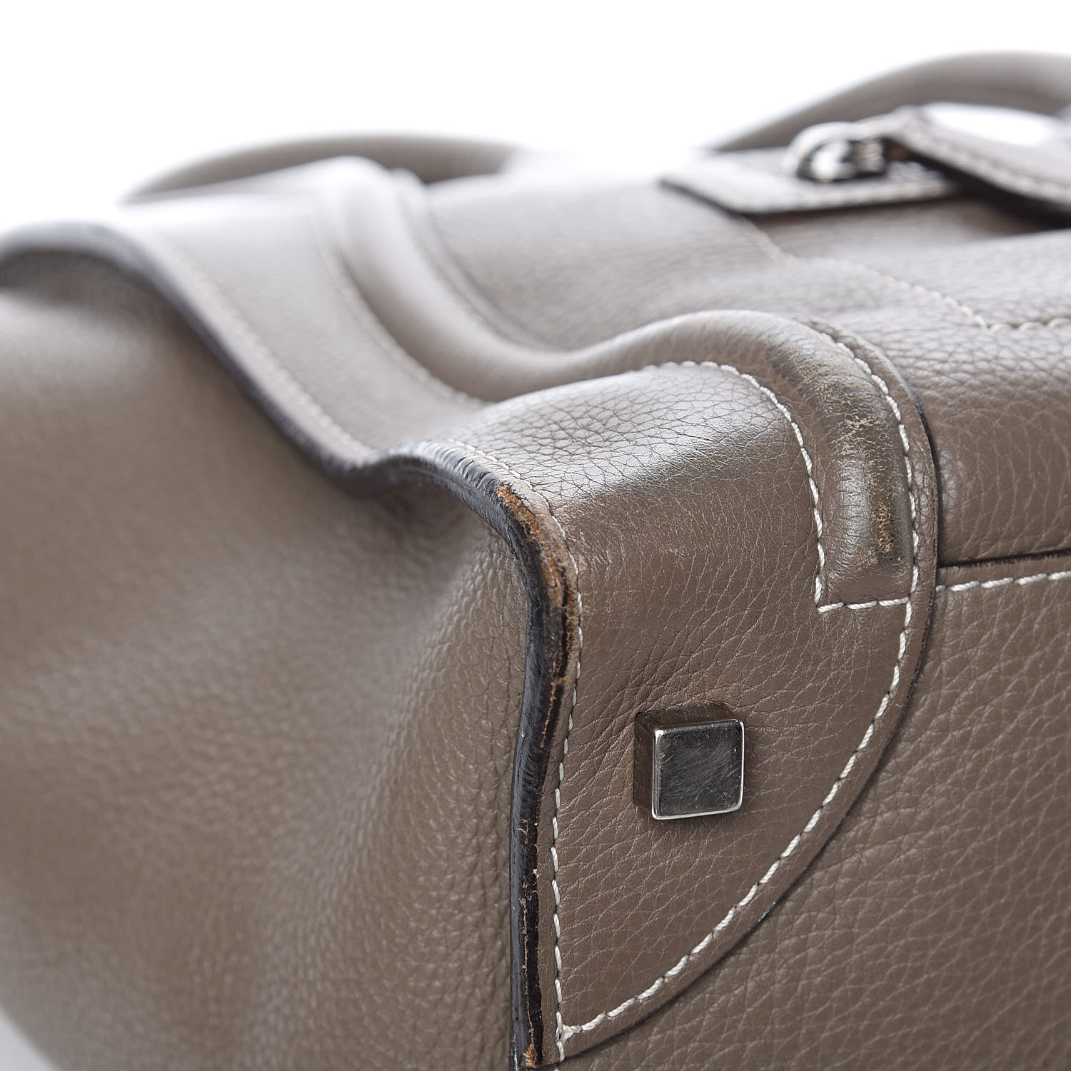 Celine Drummed Calfskin Mini Luggage Souris 8 of 14