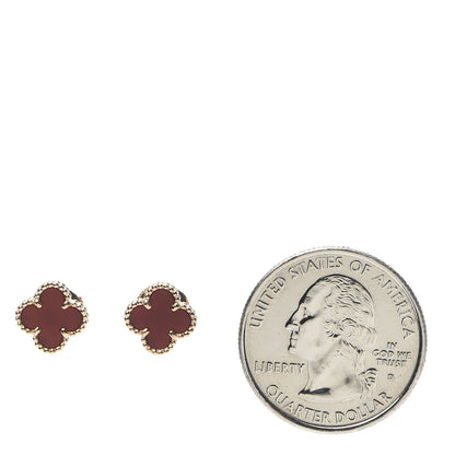 Van Cleef & Arpels 18K Rose Gold Carnelian Sweet Alhambra Earrings 2 of 5