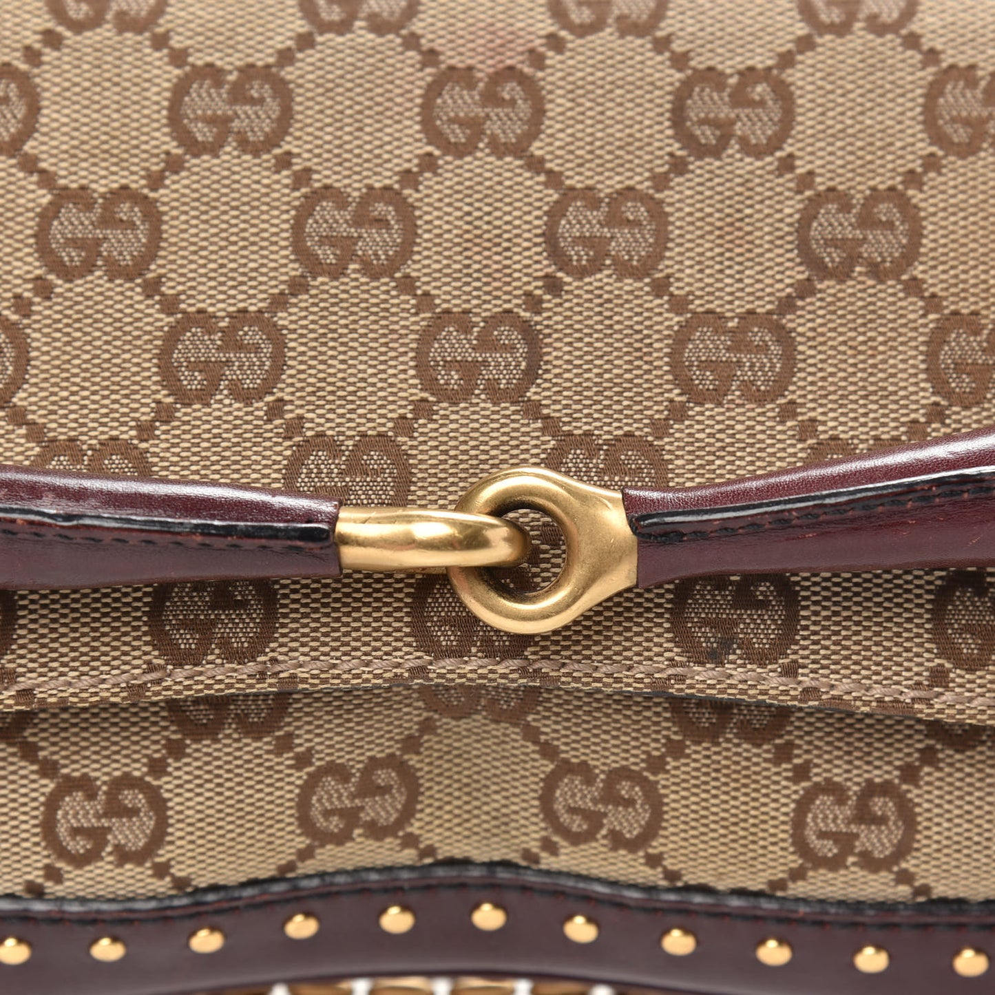 Monogram Studded Horsebit Clutch Bordeaux