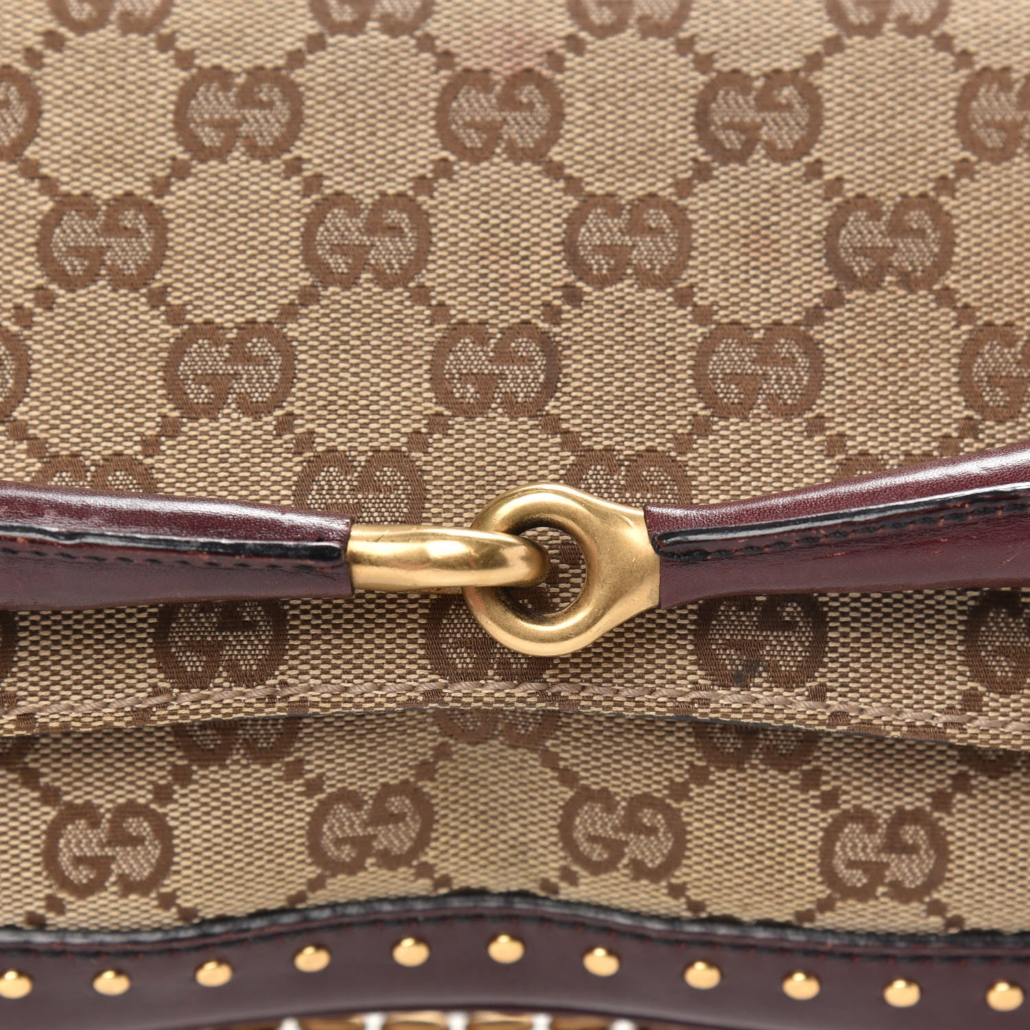 Gucci Monogram Studded Horsebit Clutch Bordeaux 10 of 14