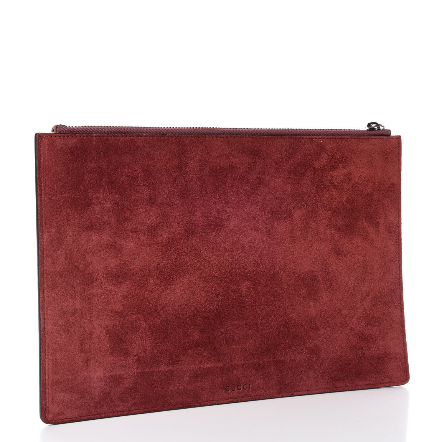 Gucci GG Supreme Monogram Blooms Suede Large Zip Pouch Beige Multicolor Dry Rose 3 of 9