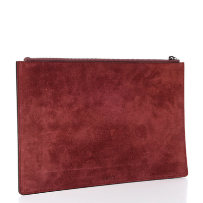 Gucci GG Supreme Monogram Blooms Suede Large Zip Pouch Beige Multicolor Dry Rose 3 of 9