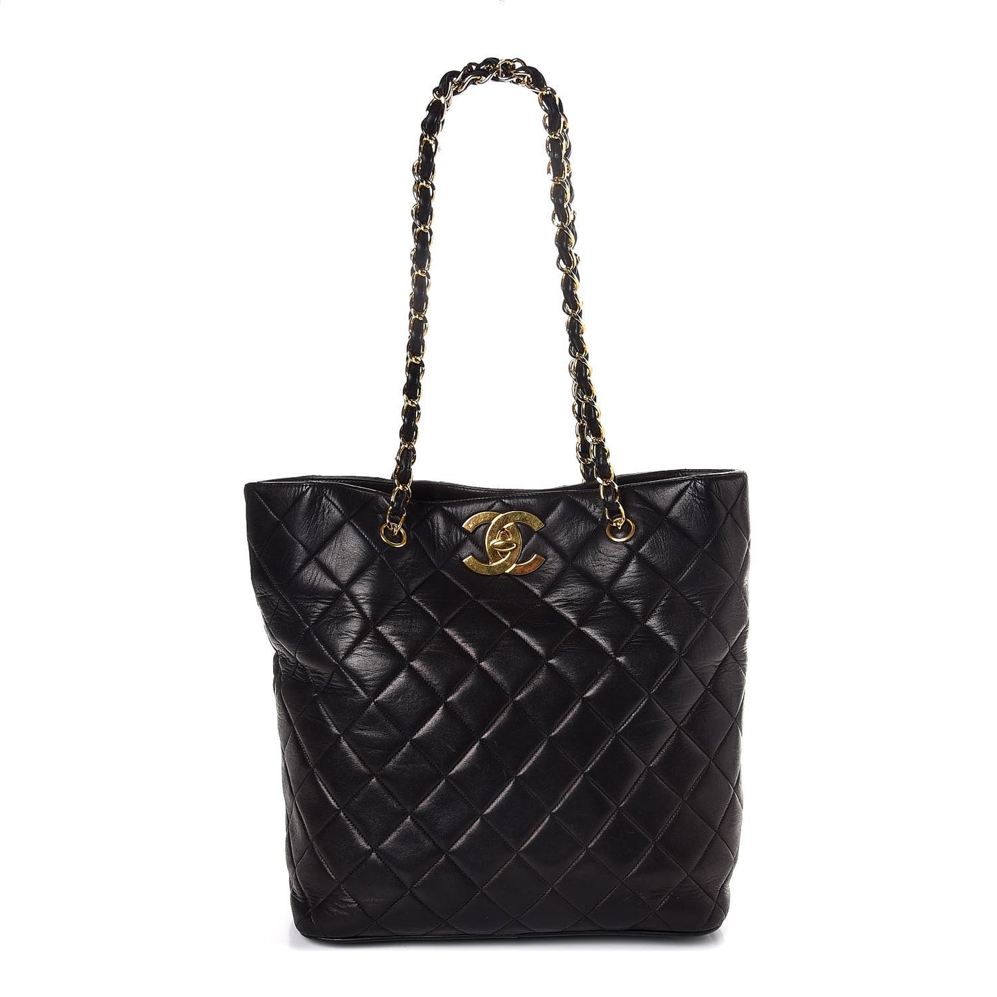 Lambskin Quilted Tote Black