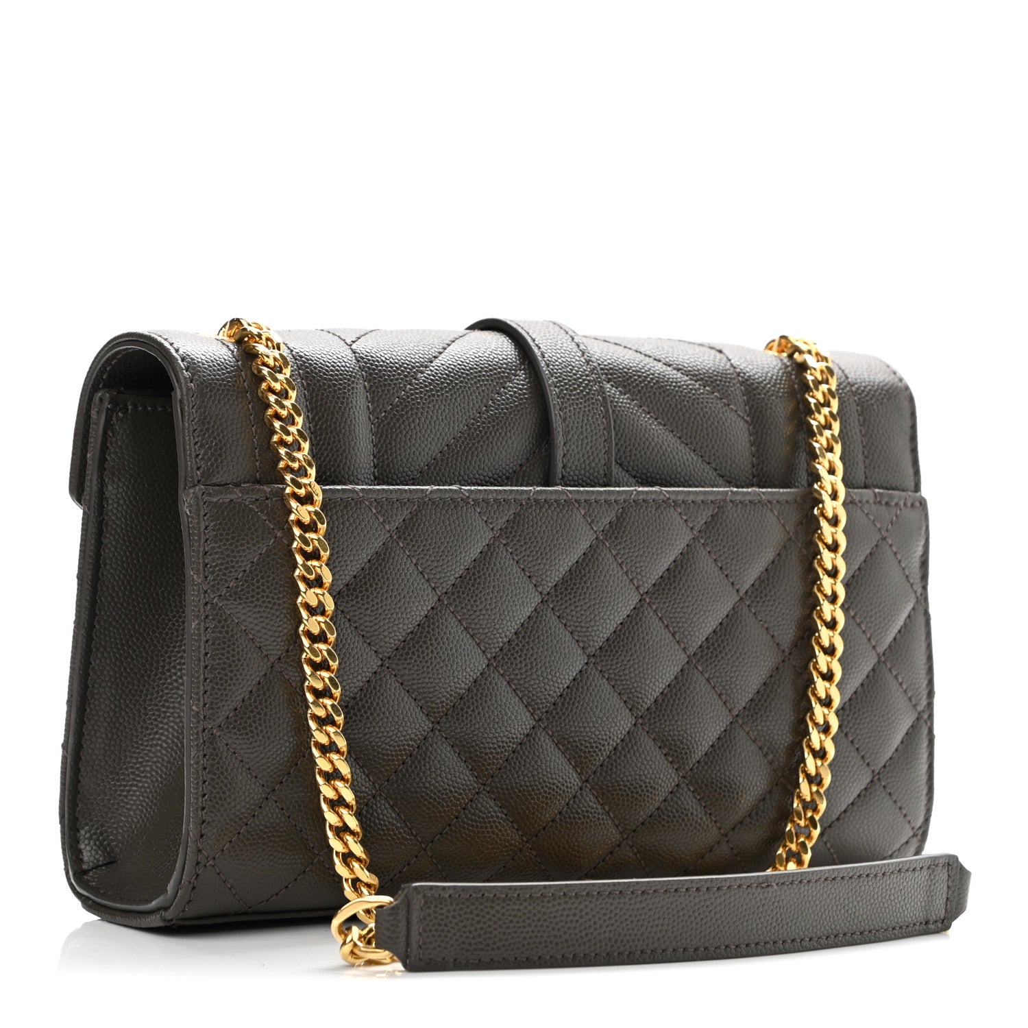 Saint Laurent Grain De Poudre Textured Mixed Matelasse Triquilt Small Monogram Satchel Pebble 3 of 9