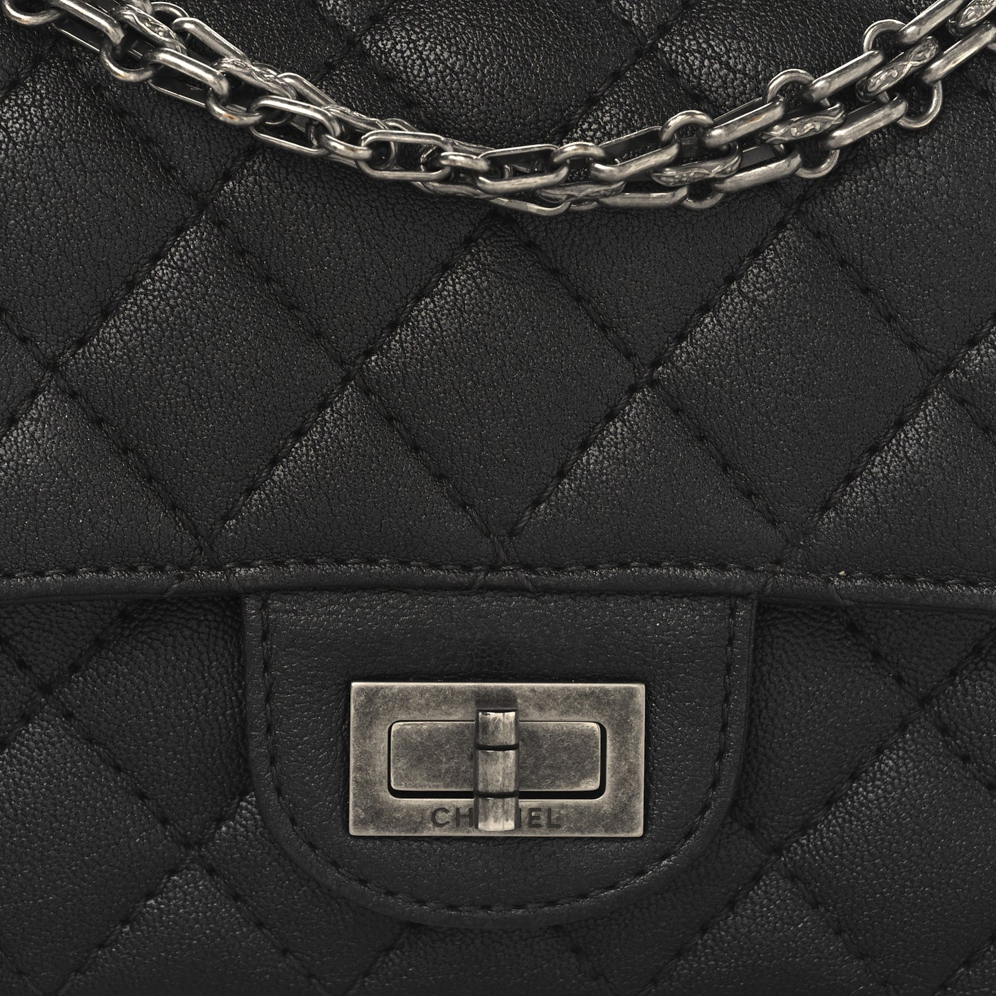 Metallic Sheepskin Quilted 2.55 Reissue Mini Flap Dark Grey