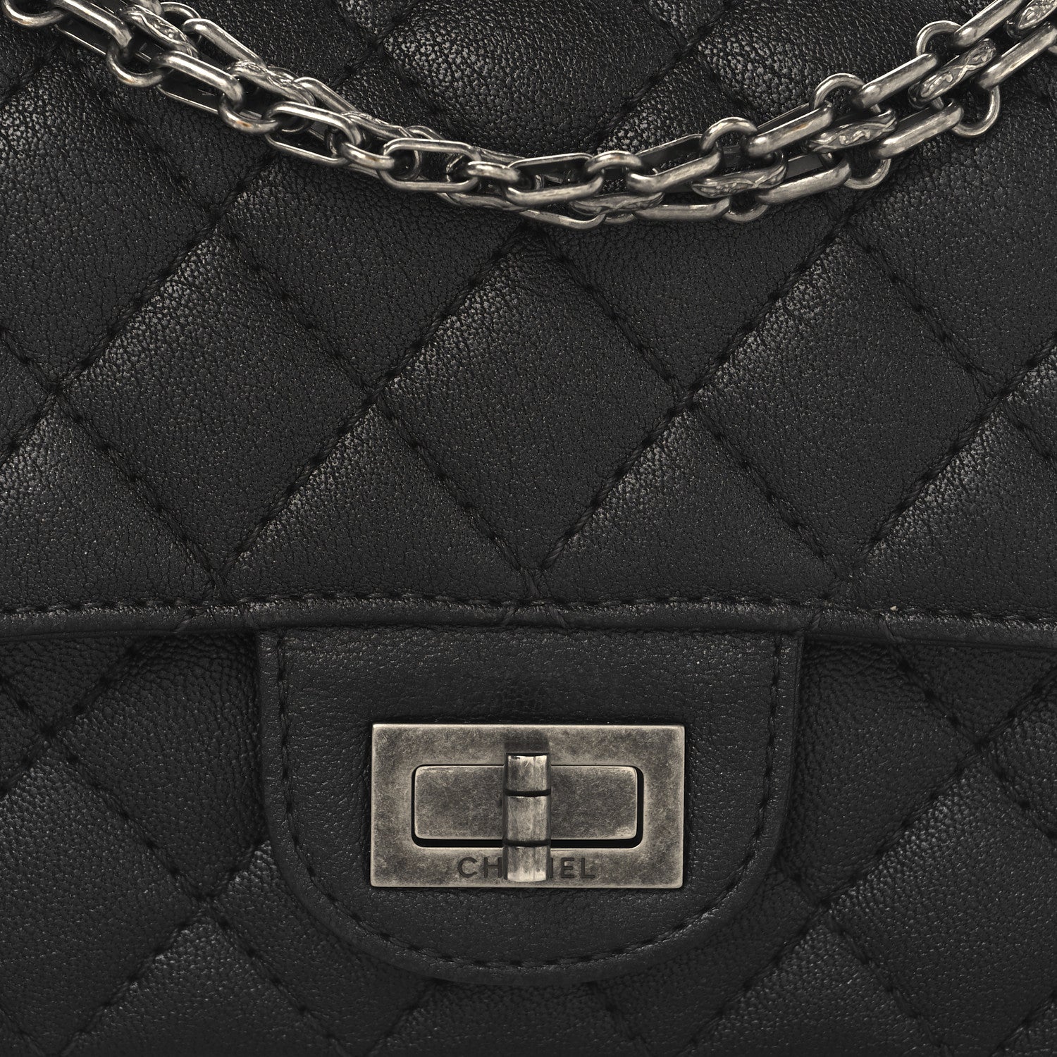 Chanel Metallic Sheepskin Quilted 2.55 Reissue Mini Flap Dark Grey 8 of 11