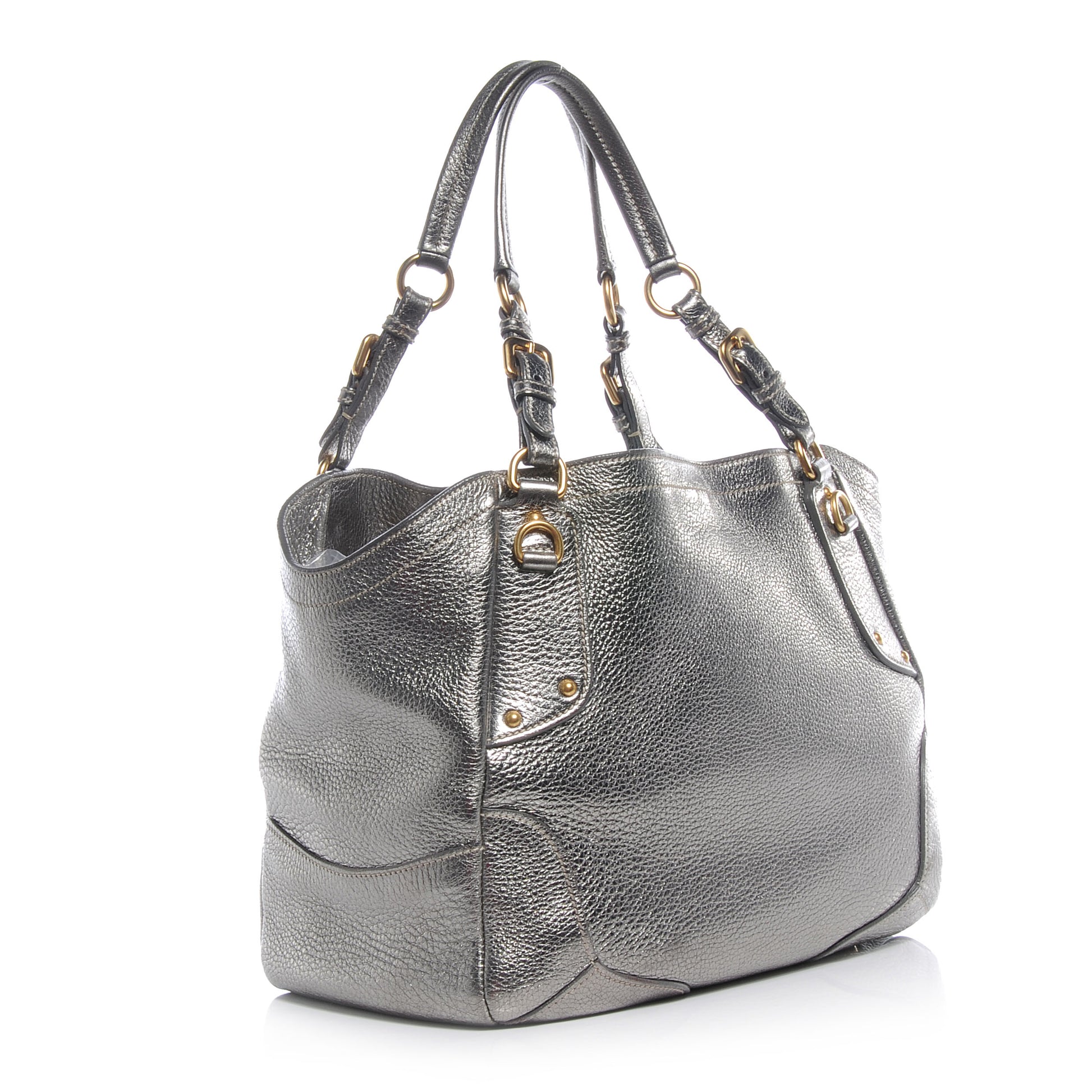 Prada Vitello Daino Shoulder Bag Acciaio 3 of 9