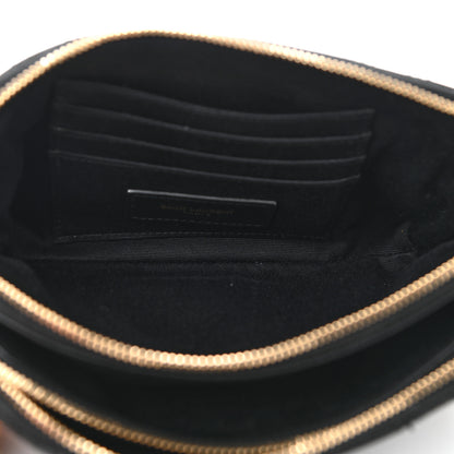 Saint Laurent Grained Lambskin Quilted Mini Becky Double Zip Bag Black 5 of 12