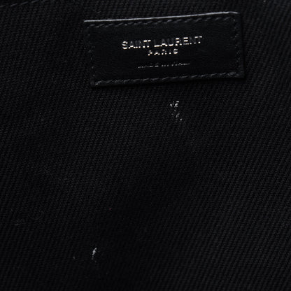 Saint Laurent Linen Calfskin Rive Gauche North South Tote Black 4 of 4