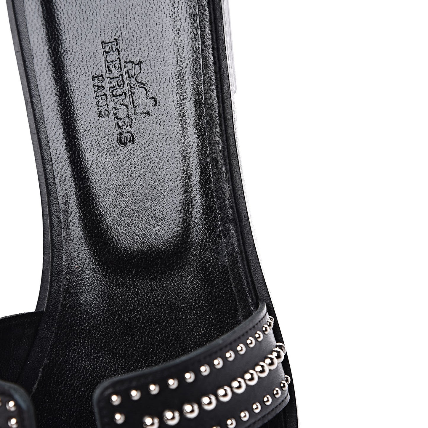 Calfskin Studded Oran Sandals 38.5 Black